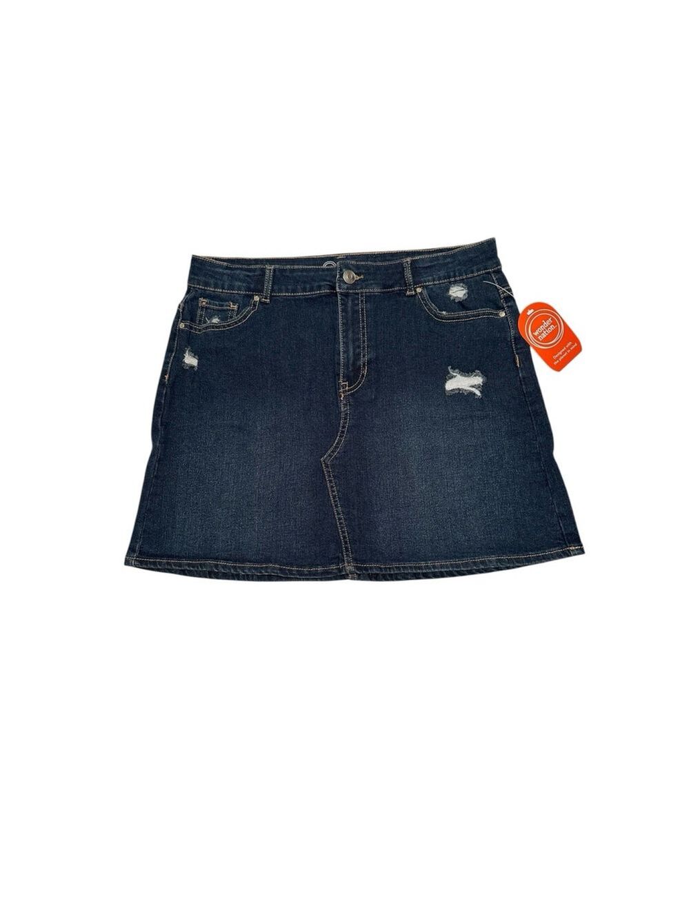 Wonder Nation Destructed Dark Blue Denim Skirt GIRLS Size XXL 18 NEW NWT Zipper - Picture 1 of 12